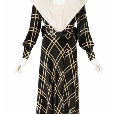 Rodolphe 1970s Vintage Couture Plaid Silk Velvet Taffeta Trim Gown Sz M L 