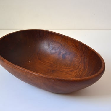 Large Oval Mid-Century Danish Modern Teak Wooden Bowl 14.75