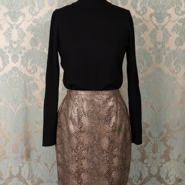 Harvé Benard Faux Snake Skin Pencil Skirt Vtg 90s 