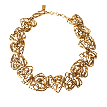 Yves Saint Laurent Vintage Golden Abstract Heart Necklace