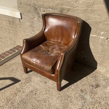 Vintage Leather Armchair, Loss to Foot