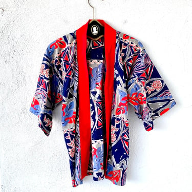 Vintage 40s 50s Hawaiian Kimono Shirt Hawaii Swimsuit Coverup 