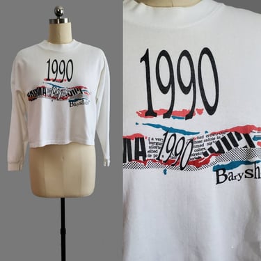 1990 Baryshnikov Cropped Long Sleeve T-shirt Shirt 90s Graphic Tee 90s Women's Vintage Size Large 