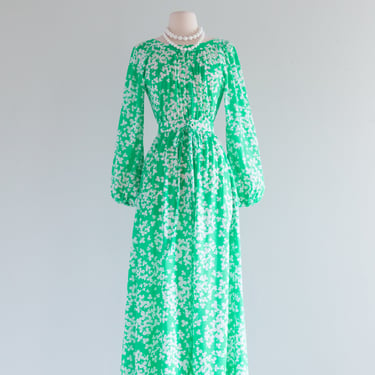 Chic 1970's Lawn Party Spring Maxi Dress From The Jamison Boutique / Medium