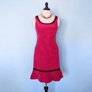 Vintage 1960s Hot Pink Mod Party Dress, Vintage 60s Hourglass Cocktail Wiggle Dress 
