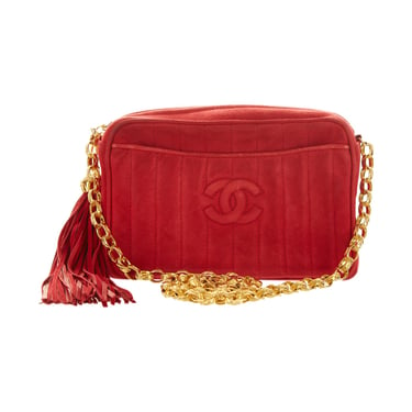 Chanel Red Suede Tassel Shoulder Bag