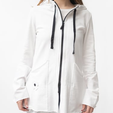 Zip Front Flared Hem Hooded Sweatshirt in BLACK or WHITE