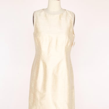 1990s Dress Raw Silk Cream Sleeveless Minimalism S Deadstock 