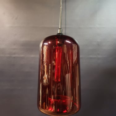 Large Pendant Light with Deep Red Shade