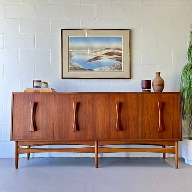 Mid Century Sculpted Walnut Media Console/Credenza