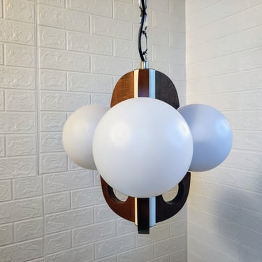 Vintage Ceiling Light/ Midcentury Modern Ceiling Lamp / Three Milky White Bulbs Chandelier /Pendant Light / Hanging Light/ 70s Yugoslavia 