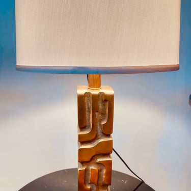 French Cast Bronze Sculptural Table Lamp by Michel Jaubert Column Form