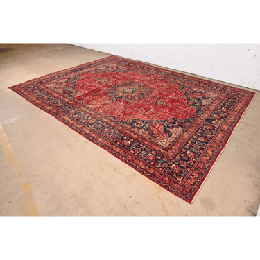 Vintage Hand-Woven Persian Tabriz Room Size Wool Area Rug