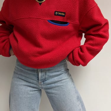 Columbia Cherry Red Fleece Pullover