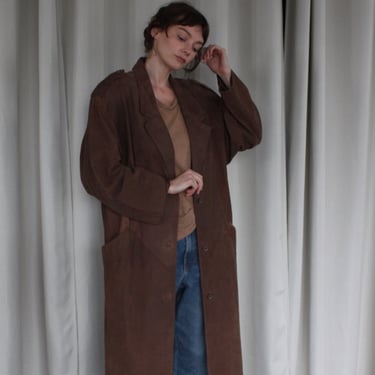 Incredible Vintage Walnut Suede Long Coat