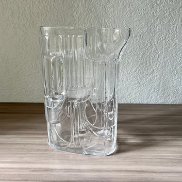 Vintage 1960s Modernist Pitcher Art Glass Crystal by c.j. Riedel for Riedel, Riedel Art Deco Crystal Glass Pitcher 