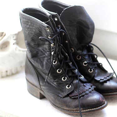 Vintage Black Laredo Western Roper Boots (Teen/Womens) 