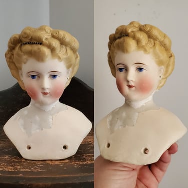 Antique Parian Doll Head With Ornate Hairstyle - 5.25