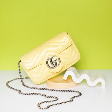 GUCCI Yellow Marmont Matelasse Super Mini Bag