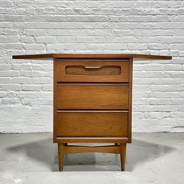 Mid Century MODERN WALNUT CORNER Cabinet / Dresser by Bassett Furniture Co., c. 1960s 
