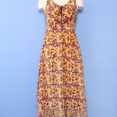 Daisy Block Print Indian Cotton Maxi M