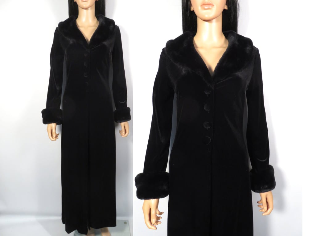 Gothic Velvet Faux Fur Duster store Coat