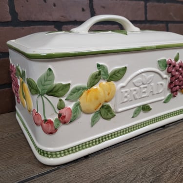 Vintage Ceramic Made in Portugal Bread Box 