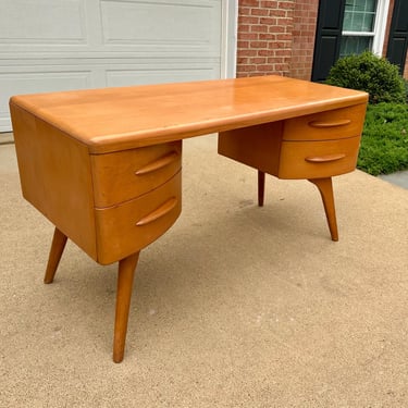 Heywood Wakefield Mid Century Solid Birch Desk Wishbone Legs - Free Shipping 