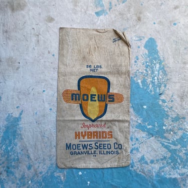 Vintage Moews Seed Co Granville, IL Sack Farmhouse Rustic Decor 