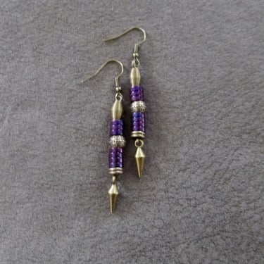 Purple hematite and bronze earrings 