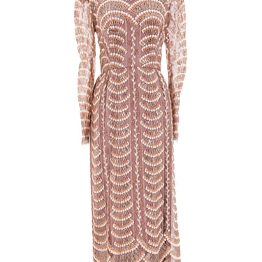 Metallic Copper Lace Maxi Dress