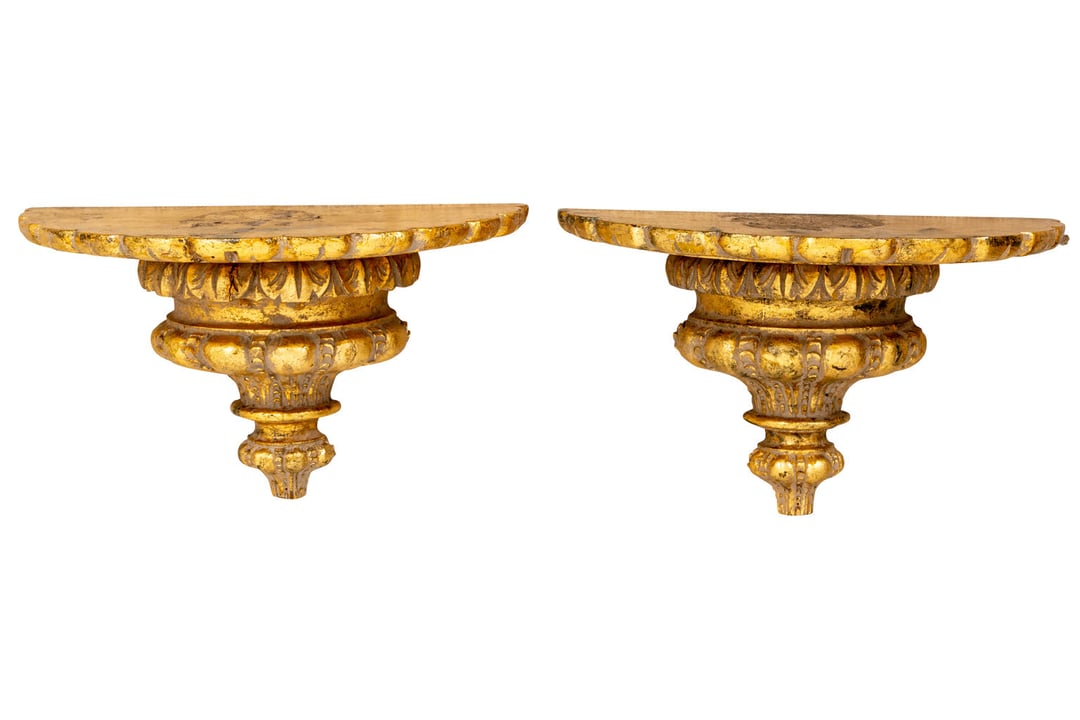 Italian Carved Giltwood Gold Large Wall Brackets The Antique and