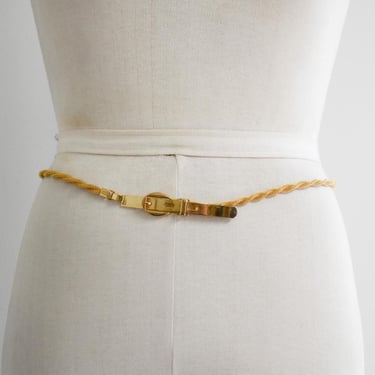 1980s Gold Metal Mesh Rope Belt with Buckle 