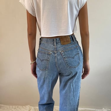 27 Levis 501 vintage jeans / vintage high waisted faded light wash boyfriend button fly women Levis 501 jeans made USA | small size 27 