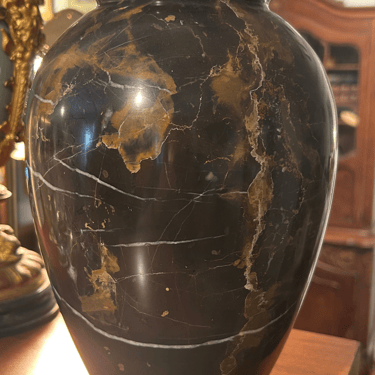 Large Black and Brown Marble Vase