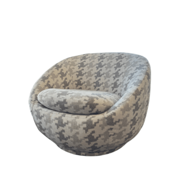 Custom Gray Houndstooth Swivel Chair