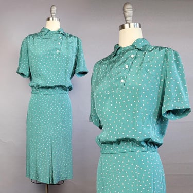 1930s Day Dress / 1930s Blouse and Skirt Set / 1930s Suit / 1930s Dress Set / Size Small Medium 