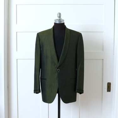 mens vintage 1960s tux jacket • swanky green sharkskin formal SB sports coat 