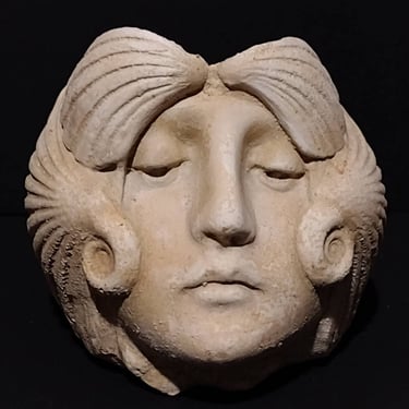 Vintage Signed Art Nouveau-Style Seashell Face Sculpture Planter 6