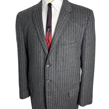 Vintage 1950s/1960s HYDE PARK CLOTHES Wool Flannel Sport Coat ~ size 42 ~  jacket / blazer ~ Preppy / Trad ~ Striped 