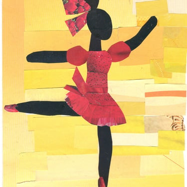 Red Tutu Original Collage Black Ballerina Ballet 