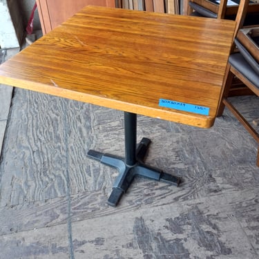 Nice Oak table top with cast iron base 30 x 30 x 29