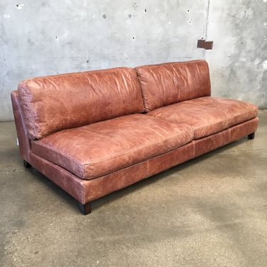Meredith Bauer Distressed Leather Armless Sofa