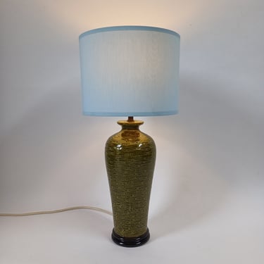 Green Ceramic Woven Effect Table Lamp