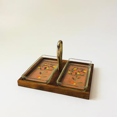 Wood and Glass Serving Tray 