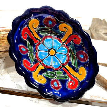 VINTAGE: 5.5" Talavera Mexican Pottery - Oval Bowl - Colorful Hand Painted Bowl - Mexico - SKU 36-A-00033833 