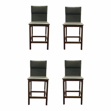 Interlude Home Modern Gray Faux Leather Counter Stools Set of Four