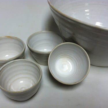 READY TO SHIP handmade punch bowl set, pottery punch bowl, ceramic punch bowl, white, serving bowl, cocktail serving bowl, sangria set 