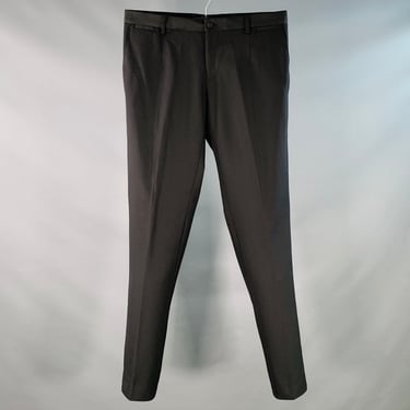 DOLCE & GABBANA Size 30 Black Virgin Wool Silk Blend Flat Front Dress Pants