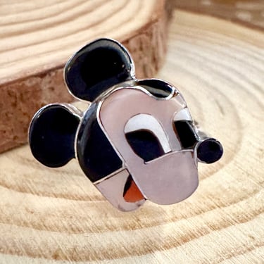 INDIAN JEWELRY - Andrea Lonjose Zuni Character Ring Mouseの